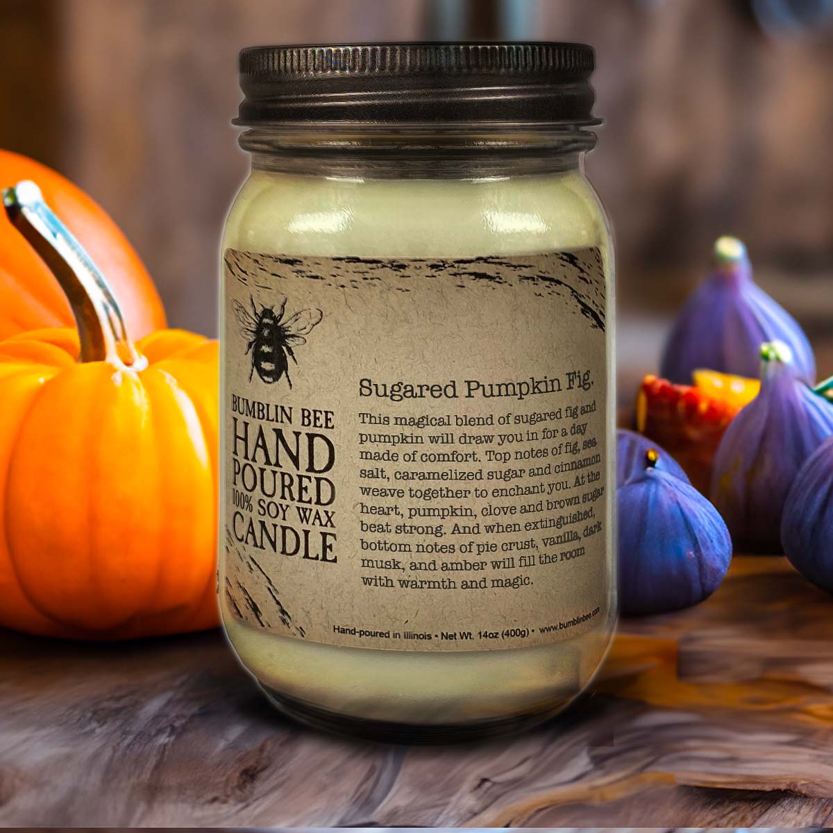 Sugared Pumpkin Fig Highly Scented Soy Wax Candle & Melts