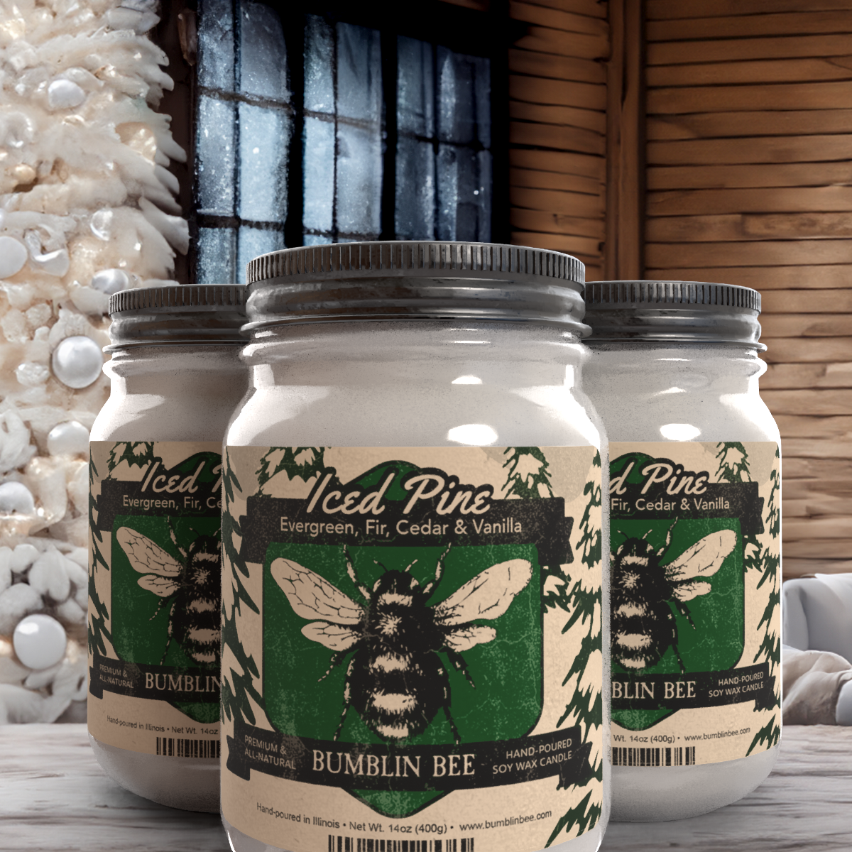 Iced Pine Highly Scented Soy Wax Candle & Melts