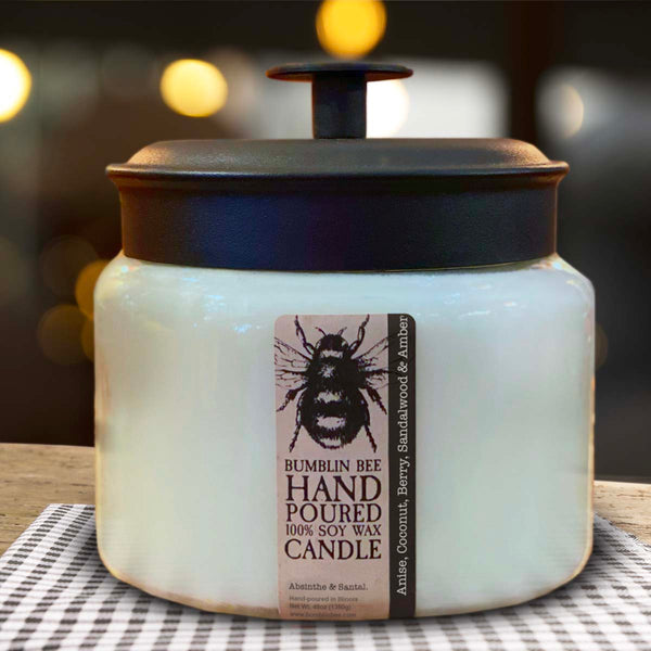 48 ounce Soy Wax Triple Wick Apothecary Jar Candle with Decorative Black Metal Lid