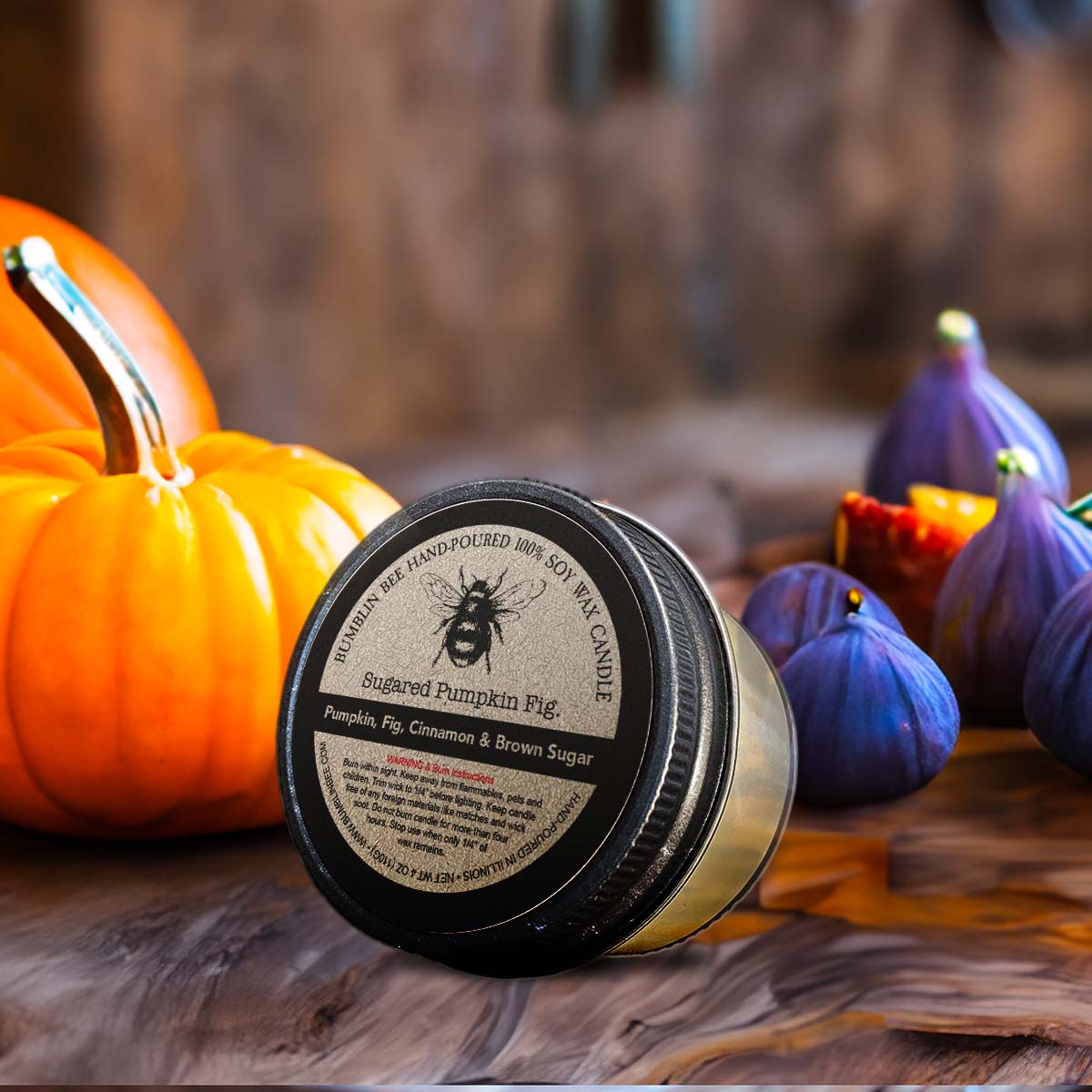 Sugared Pumpkin Fig Highly Scented Soy Wax Candle & Melts