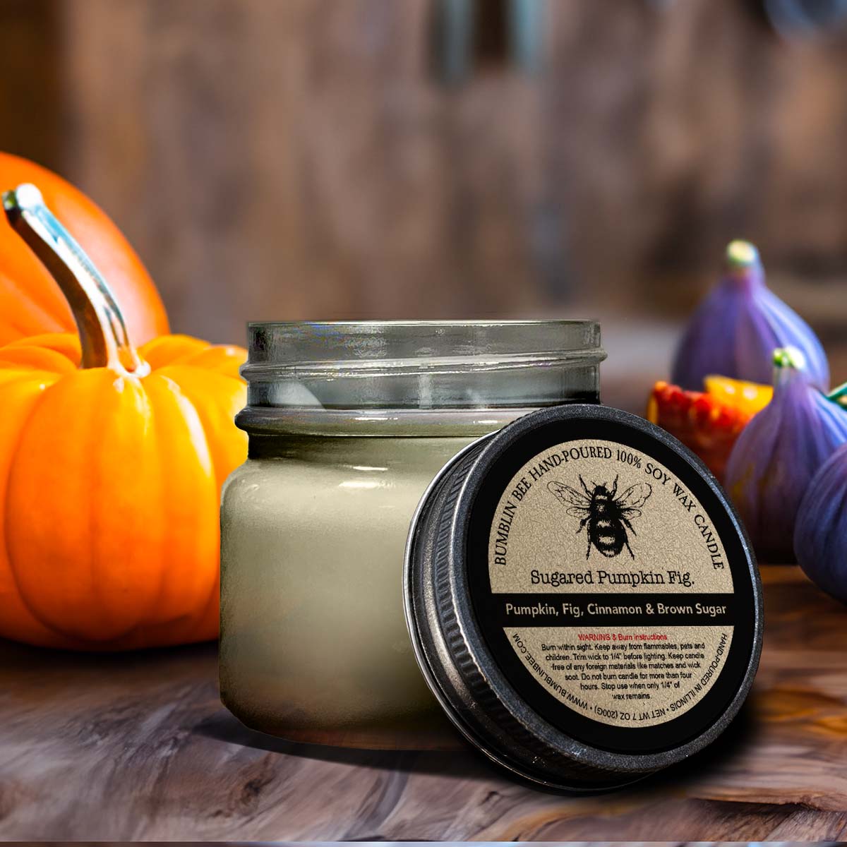Sugared Pumpkin Fig Highly Scented Soy Wax Candle & Melts