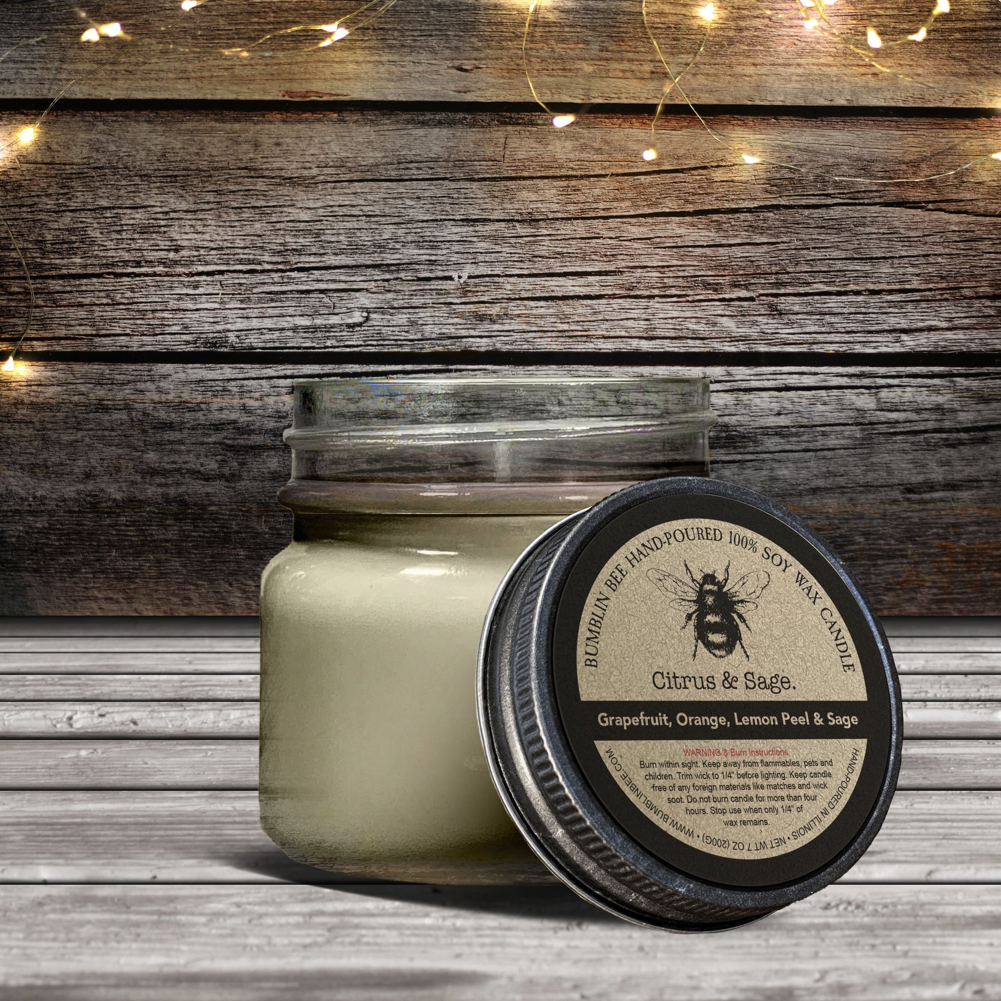 Citrus & Sage Highly Scented Soy Wax Candle & Melts