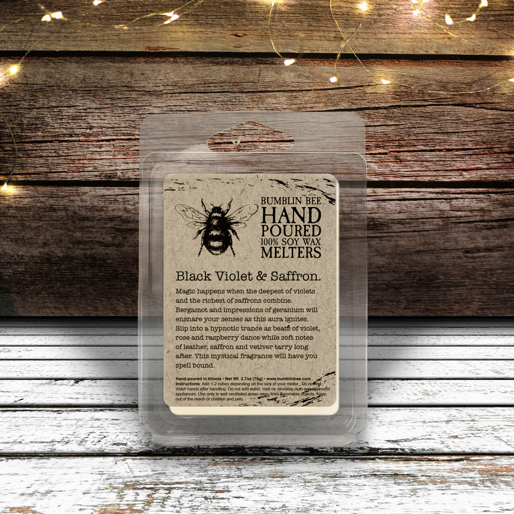 Black Violet and Saffron Highly Scented Soy Wax Candle & Melts