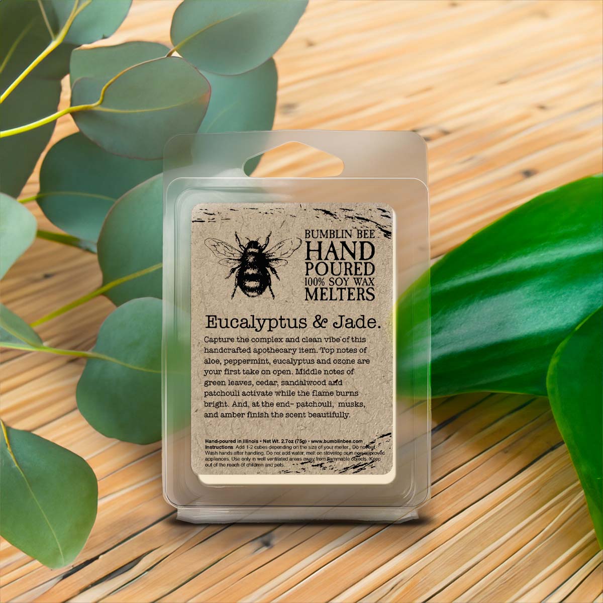 Eucalyptus & Jade Highly Scented Soy Wax Candle & Melts